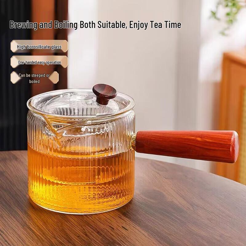 Жаропрочное стеклянное чайник с боковой ручкой