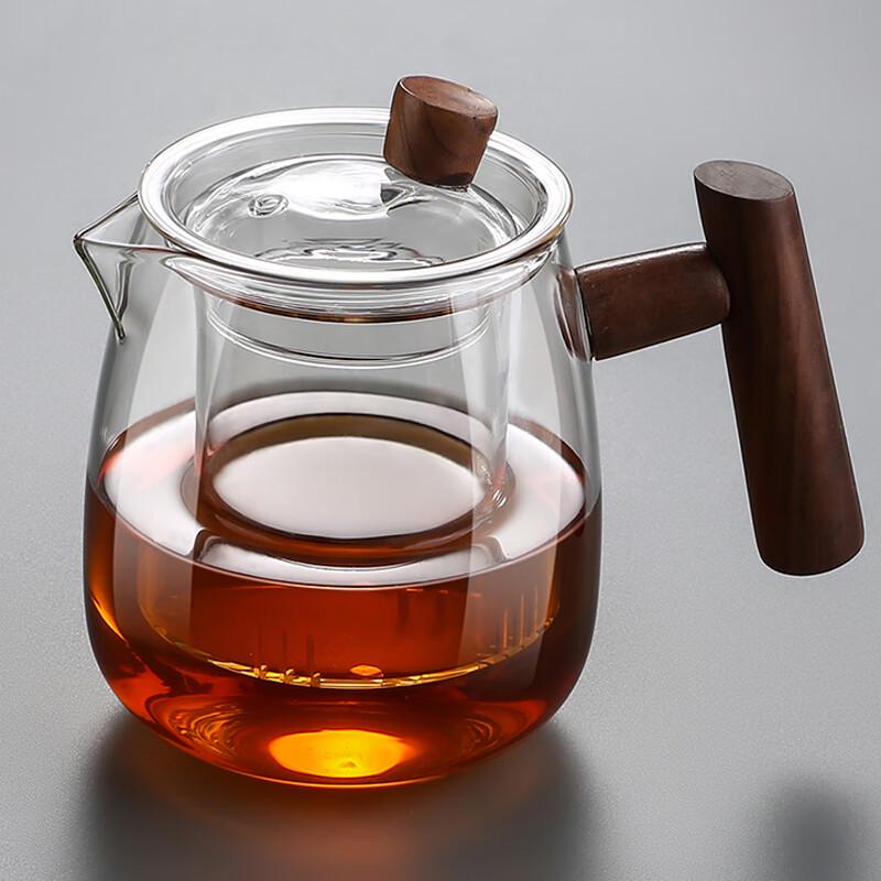 Жаропрочное стеклянное чайник с деревянной ручкой и фильтром