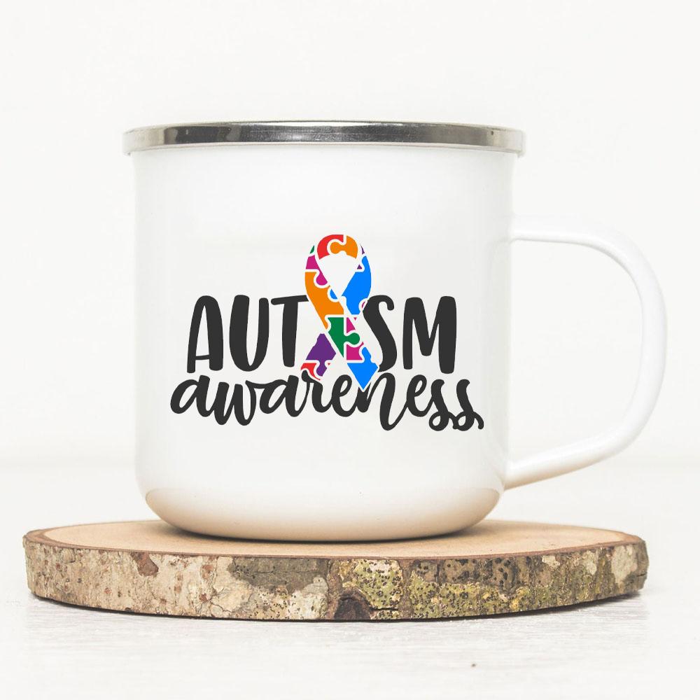 Кружка для кофе и чая с ручкой, белая кружка с ручкой для людей с аутизмом, ... 360ml