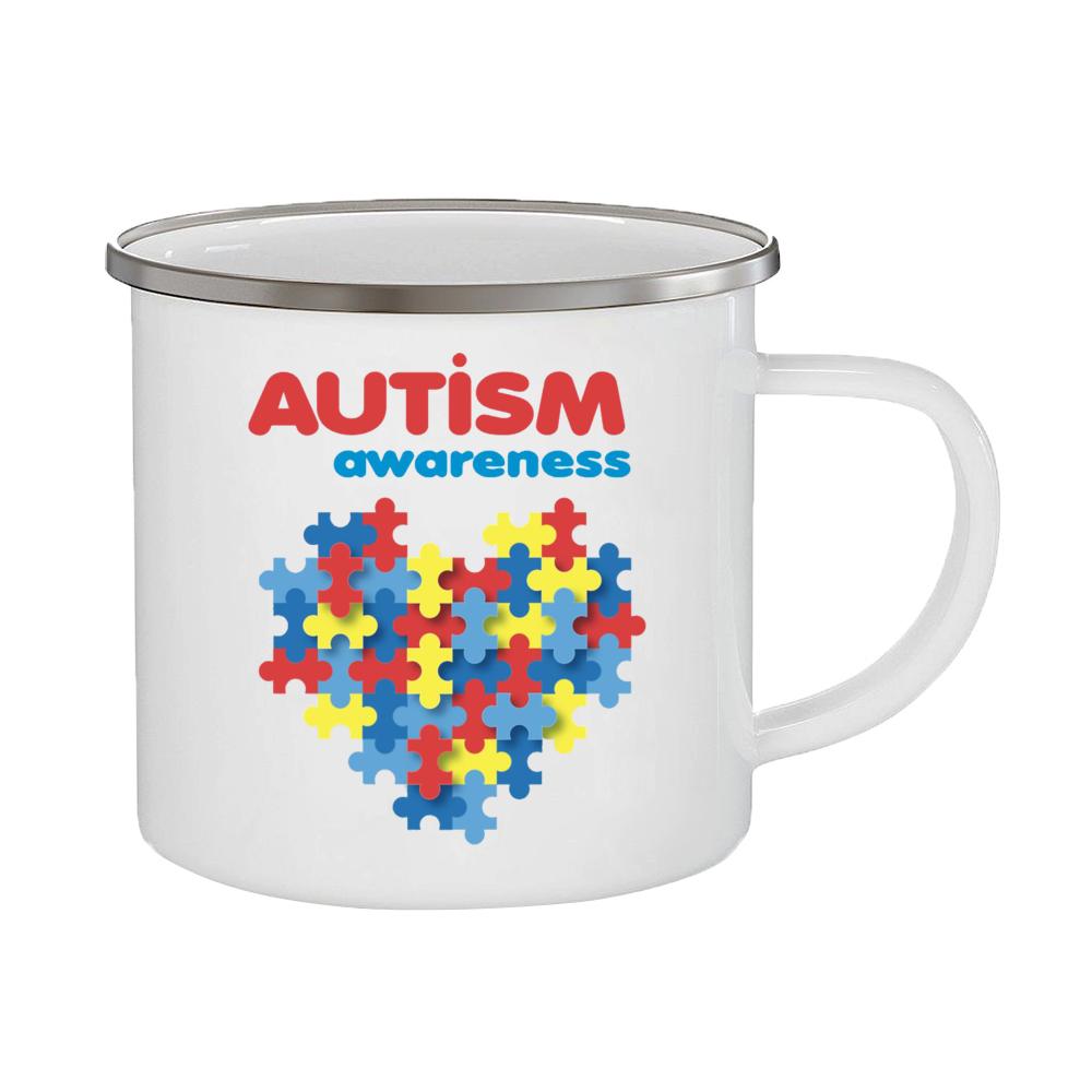 Кружка для кофе и чая с ручкой, белая кружка с ручкой для людей с аутизмом, ... 360ml